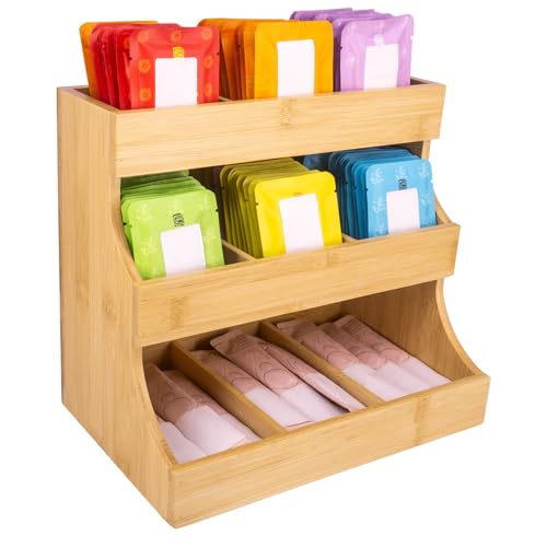 Guolich Teebox, 9 FächerTeebeutel Aufbewahrungsbox Aus Bambus, Teekiste,Teeboxen für Teebeute , Kaffee & Teebeutel Organizer,Kitchen Storage & Organisation,Teeregal vertikal,Natur von Guolich