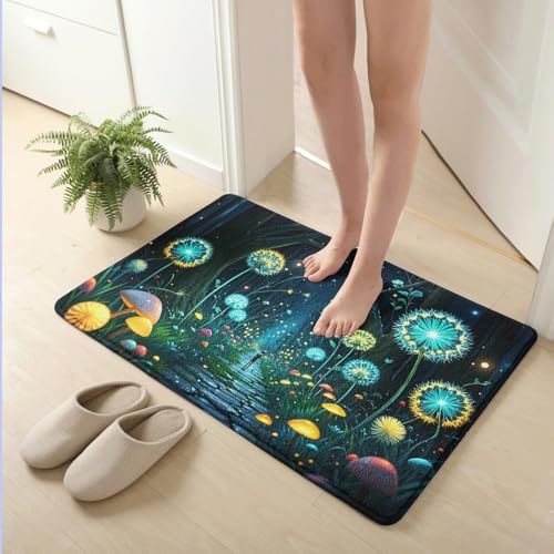 Badematte 40X60Cm Blaue Blume Mikrofaser Badvorleger Fußmatte Badteppich Super Saugfähig Badezimmerteppich,Badematte rutschfest Waschbar,Badteppich Für Dusche Badewannen von Guoshuai