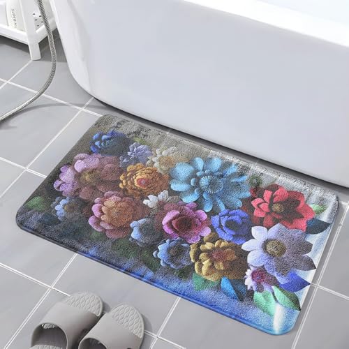 Badematte 40X60Cm Blaue Blume Mikrofaser Badvorleger Fußmatte Badteppich Super Saugfähig Badezimmerteppich,Badematte rutschfest Waschbar,Badteppich Für Dusche Badewannen Badematte 40X60Cm Blaue Blume Mikrofaser Badvorleger Fußmatte Badteppich Super Saugfähig Badezimmerteppich,Badematte rutschfest Waschbar,Badteppich Für Dusche Badewannen von Guoshuai