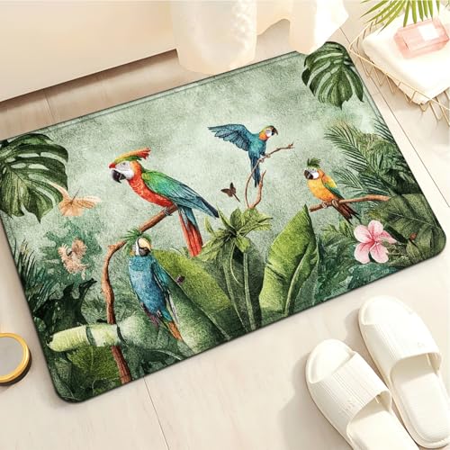 Badematte 40X60Cm Blauer Vogel Mikrofaser Badvorleger Fußmatte Badteppich Super Saugfähig Badezimmerteppich,Badematte rutschfest Waschbar,Badteppich Für Dusche Badewannen von Guoshuai