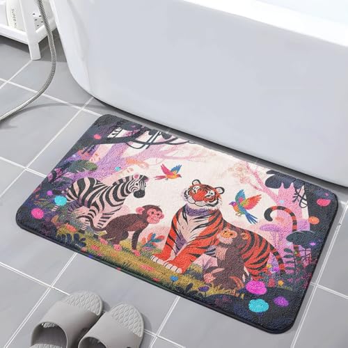 Badematte 40X60Cm Braun AFFE Mikrofaser Badvorleger Fußmatte Badteppich Super Saugfähig Badezimmerteppich,Badematte rutschfest Waschbar,Badteppich Für Dusche Badewannen von Guoshuai