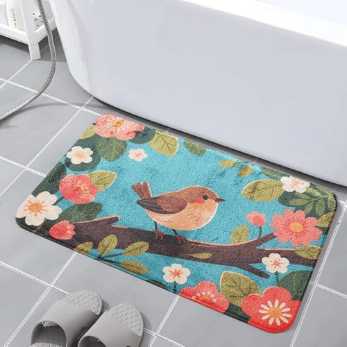 Badematte 40X60Cm Braun Vogel Mikrofaser Badvorleger Fußmatte Badteppich Super Saugfähig Badezimmerteppich,Badematte rutschfest Waschbar,Badteppich Für Dusche Badewannen Badematte 40X60Cm Braun Vogel Mikrofaser Badvorleger Fußmatte Badteppich Super Saugfähig Badezimmerteppich,Badematte rutschfest Waschbar,Badteppich Für Dusche Badewannen von Guoshuai