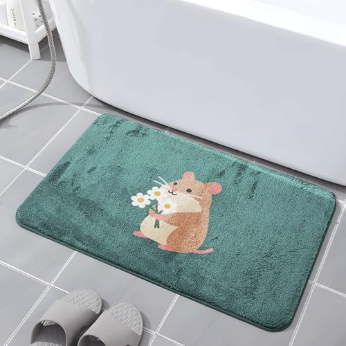 Badematte 40X60Cm Gelber Hamster Mikrofaser Badvorleger Fußmatte Badteppich Super Saugfähig Badezimmerteppich,Badematte rutschfest Waschbar,Badteppich Für Dusche Badewannen von Guoshuai