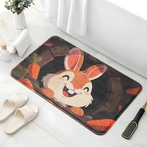 Badematte 40X60Cm Gelbes Kaninchen Mikrofaser Badvorleger Fußmatte Badteppich Super Saugfähig Badezimmerteppich,Badematte rutschfest Waschbar,Badteppich Für Dusche Badewannen von Guoshuai