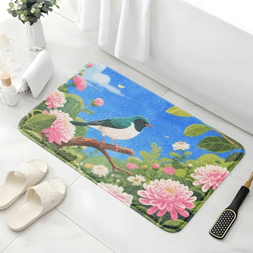 Badematte 40X60Cm Grüne Und Weiße Vögel Mikrofaser Badvorleger Fußmatte Badteppich Super Saugfähig Badezimmerteppich,Badematte rutschfest Waschbar,Badteppich Für Dusche Badewannen Badematte 40X60Cm Grüne Und Weiße Vögel Mikrofaser Badvorleger Fußmatte Badteppich Super Saugfähig Badezimmerteppich,Badematte rutschfest Waschbar,Badteppich Für Dusche Badewannen von Guoshuai
