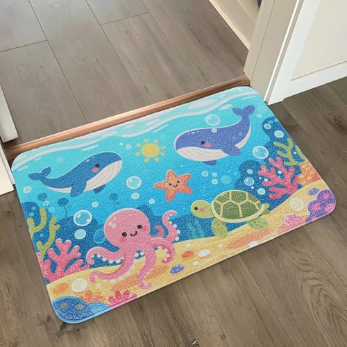 Badematte 40X60Cm Rosa Octopus Mikrofaser Badvorleger Fußmatte Badteppich Super Saugfähig Badezimmerteppich,Badematte rutschfest Waschbar,Badteppich Für Dusche Badewannen von Guoshuai