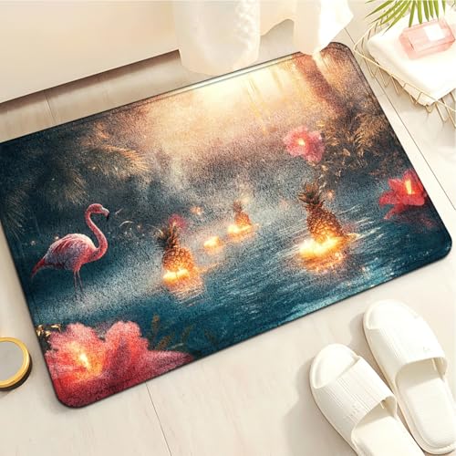 Badematte 40X60Cm Rosa Und Gelb Mikrofaser Badvorleger Fußmatte Badteppich Super Saugfähig Badezimmerteppich,Badematte rutschfest Waschbar,Badteppich Für Dusche Badewannen von Guoshuai