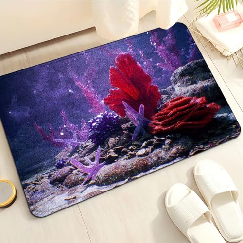 Badematte 40X60Cm Rot Lila Mikrofaser Badvorleger Fußmatte Badteppich Super Saugfähig Badezimmerteppich,Badematte rutschfest Waschbar,Badteppich Für Dusche Badewannen von Guoshuai