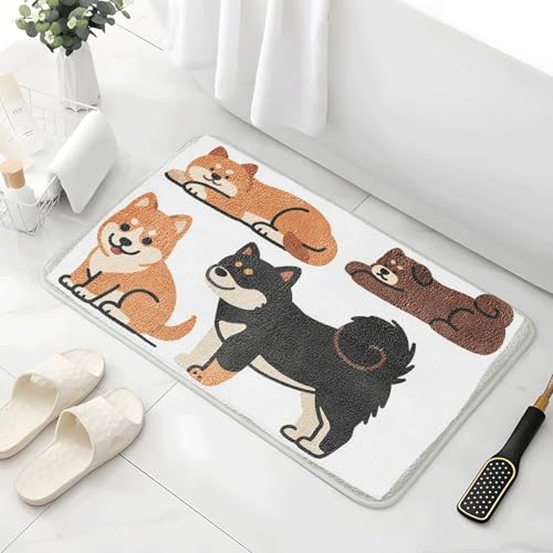Badematte 40X60Cm Schwarzer Hund Mikrofaser Badvorleger Fußmatte Badteppich Super Saugfähig Badezimmerteppich,Badematte rutschfest Waschbar,Badteppich Für Dusche Badewannen von Guoshuai