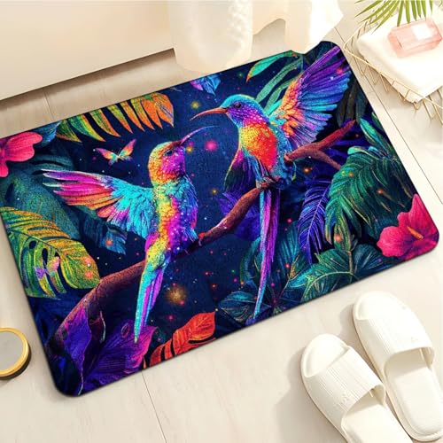 Badematte 40X60Cm Violett Vogel Mikrofaser Badvorleger Fußmatte Badteppich Super Saugfähig Badezimmerteppich,Badematte rutschfest Waschbar,Badteppich Für Dusche Badewannen von Guoshuai