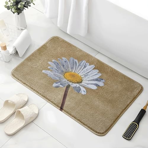 Badematte 40X60Cm Weiße Blume Mikrofaser Badvorleger Fußmatte Badteppich Super Saugfähig Badezimmerteppich,Badematte rutschfest Waschbar,Badteppich Für Dusche Badewannen von Guoshuai