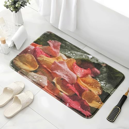 Badematte rutschfest 50X80Cm Gelb Und Rot Eckig Mikrofaser Badematte,Badezimmerteppich Absorbent Weicher Badteppich, Dichter Hochflor,Washable for Bathroom,Fußmatte, Haustiermatte von Guoshuai