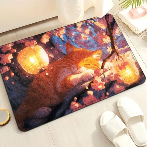 Badematte rutschfest 50X80Cm Gelbe Laterne Eckig Mikrofaser Badematte,Badezimmerteppich Absorbent Weicher Badteppich, Dichter Hochflor,Washable for Bathroom,Fußmatte, Haustiermatte von Guoshuai