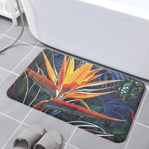 Badematte rutschfest 50X80Cm Gelbe Pflanzen Eckig Mikrofaser Badematte,Badezimmerteppich Absorbent Weicher Badteppich, Dichter Hochflor,Washable for Bathroom,Fußmatte, Haustiermatte von Guoshuai