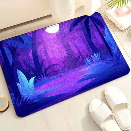 Badematte rutschfest 50X80Cm Lila Blau Eckig Mikrofaser Badematte,Badezimmerteppich Absorbent Weicher Badteppich, Dichter Hochflor,Washable for Bathroom,Fußmatte, Haustiermatte von Guoshuai