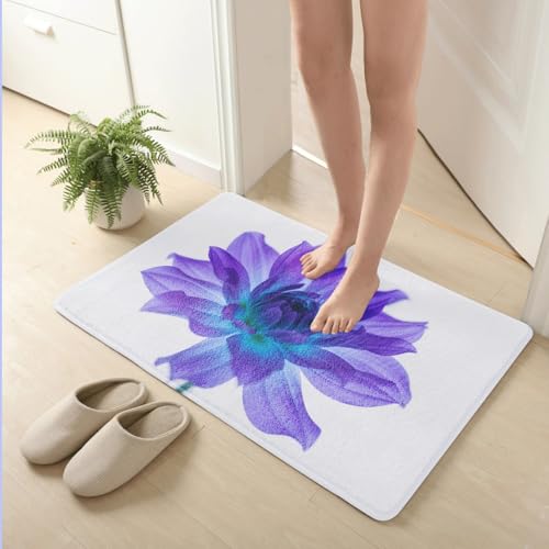 Badematte rutschfest 50X80Cm Lila Blumen Eckig Mikrofaser Badematte,Badezimmerteppich Absorbent Weicher Badteppich, Dichter Hochflor,Washable for Bathroom,Fußmatte, Haustiermatte von Guoshuai