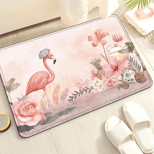 Badematte rutschfest 50X80Cm Rosa Grau Eckig Mikrofaser Badematte,Badezimmerteppich Absorbent Weicher Badteppich, Dichter Hochflor,Washable for Bathroom,Fußmatte, Haustiermatte von Guoshuai
