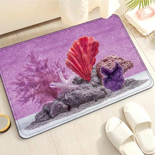 Badematte rutschfest 50X80Cm Rote Schale Eckig Mikrofaser Badematte,Badezimmerteppich Absorbent Weicher Badteppich, Dichter Hochflor,Washable for Bathroom,Fußmatte, Haustiermatte von Guoshuai