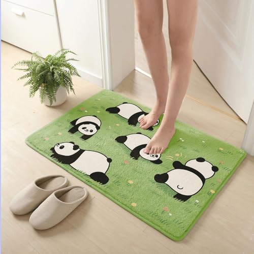 Badematte rutschfest 50X80Cm Süße Panda Eckig Mikrofaser Badematte,Badezimmerteppich Absorbent Weicher Badteppich, Dichter Hochflor,Washable for Bathroom,Fußmatte, Haustiermatte von Guoshuai