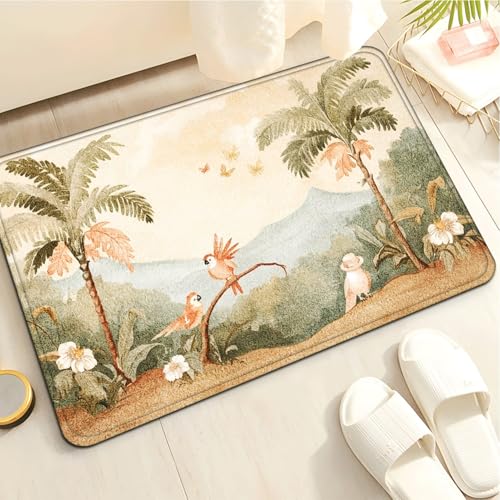 Badematte rutschfest 50X80Cm Weiße Blume Eckig Mikrofaser Badematte,Badezimmerteppich Absorbent Weicher Badteppich, Dichter Hochflor,Washable for Bathroom,Fußmatte, Haustiermatte von Guoshuai