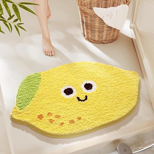 Badezimmermatte rutschfest 50X80Cm Gelbe Zitrone Badematte rutschfest,Badezimmerteppich Absorbent,Badematte Washable for Bathroom,Schnelltrocknende Badvorleger von Guoshuai