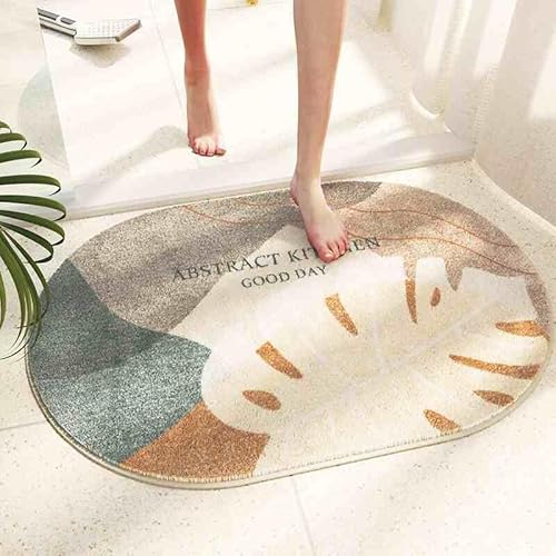 Badezimmermatte rutschfest 50X80Cm Grau Orange Ellipse Badematte Rutschfester,Badteppich Machine Washable for Shower, Bath and Toilet,Mikrofaser,Schnelltrocknende,Antibakteriell von Guoshuai