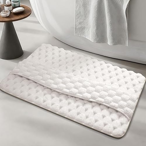 Badezimmermatte rutschfest 50X80Cm Weiß Badematte Rutschfester,Badteppich Machine Washable for Shower, Bath and Toilet,Mikrofaser,Schnelltrocknende,Antibakteriell von Guoshuai
