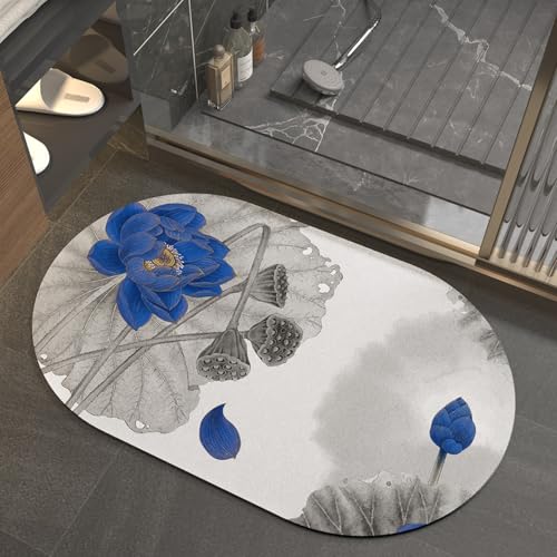 Badezimmerteppich 40X60Cm Blaue Blume Superstarke Wasserabsorption Badematten,Badematte rutschfest,Schnell Trocknend Vielseitig Badematte,Für Küche Badezimmer Toilette Badezimmerteppich 40X60Cm Blaue Blume Superstarke Wasserabsorption Badematten,Badematte rutschfest,Schnell Trocknend Vielseitig Badematte,Für Küche Badezimmer Toilette von Guoshuai