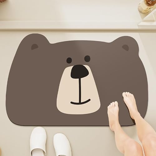 Badezimmerteppich 40X60Cm Braunbär Duschvorleger Badematte Deko Küchenteppich Duschmatte rutschfest Waschbar Badteppich Badvorleger Kieselgur Dusche rutschfest von Guoshuai