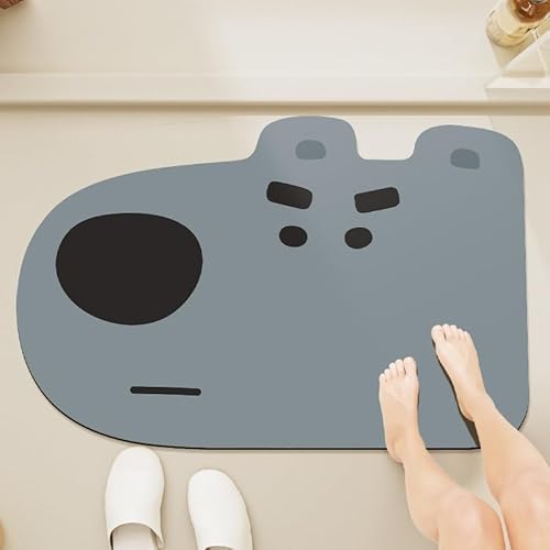 Badezimmerteppich 40X60Cm Grauer Hund Duschvorleger Badematte Deko Küchenteppich Duschmatte rutschfest Waschbar Badteppich Badvorleger Kieselgur Dusche rutschfest von Guoshuai