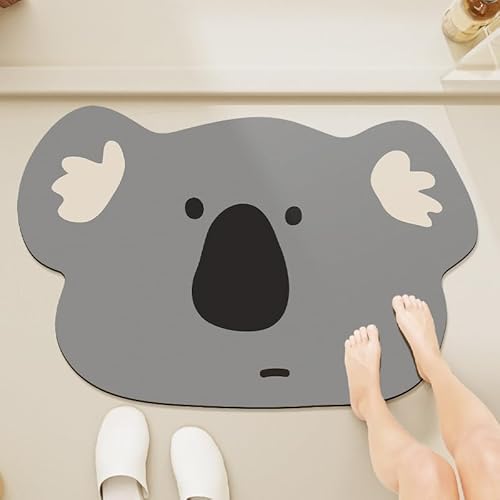 Badezimmerteppich 40X60Cm Grauer Koala Duschvorleger Badematte Deko Küchenteppich Duschmatte rutschfest Waschbar Badteppich Badvorleger Kieselgur Dusche rutschfest von Guoshuai