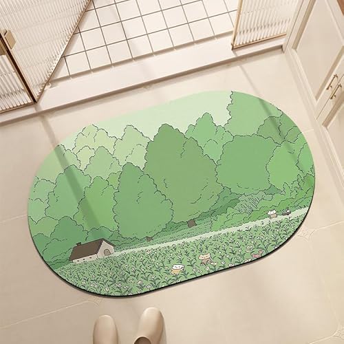 Badezimmerteppich 40X60Cm Grüner Baum Duschvorleger Badematte Deko Küchenteppich Duschmatte rutschfest Waschbar Badteppich Badvorleger Kieselgur Dusche rutschfest von Guoshuai