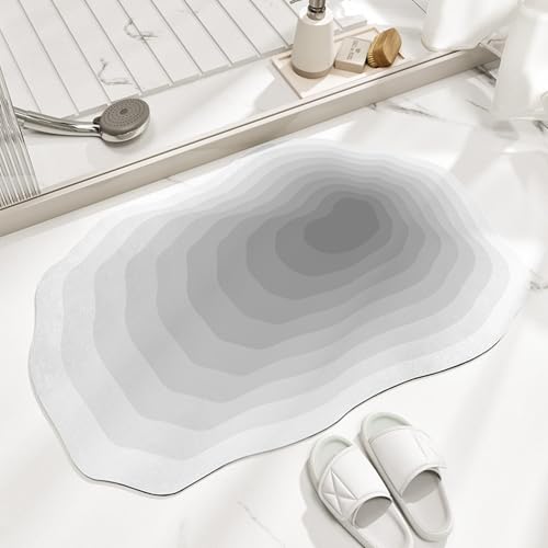 Badezimmerteppich 40X60Cm Hellgrau Superstarke Wasserabsorption Badematten,Badematte rutschfest,Schnell Trocknend Vielseitig Badematte,Für Küche Badezimmer Toilette von Guoshuai