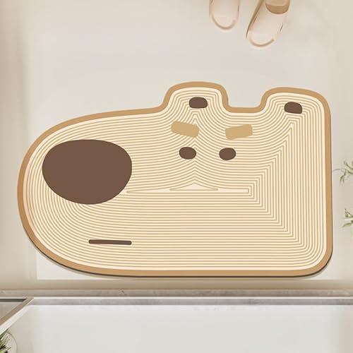 Badezimmerteppich 40X60Cm Hund Duschvorleger Badematte Deko Küchenteppich Duschmatte rutschfest Waschbar Badteppich Badvorleger Kieselgur Dusche rutschfest von Guoshuai