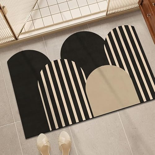Badezimmerteppich 40X60Cm Schwarzer Streifen Duschvorleger Badematte Deko Küchenteppich Duschmatte rutschfest Waschbar Badteppich Badvorleger Kieselgur Dusche rutschfest von Guoshuai