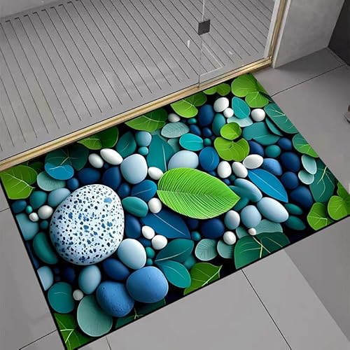 Badezimmerteppich 40X60Cm Steinblatt Duschvorleger Badematte Deko Küchenteppich Duschmatte rutschfest Waschbar Badteppich Badvorleger Kieselgur Dusche rutschfest von Guoshuai