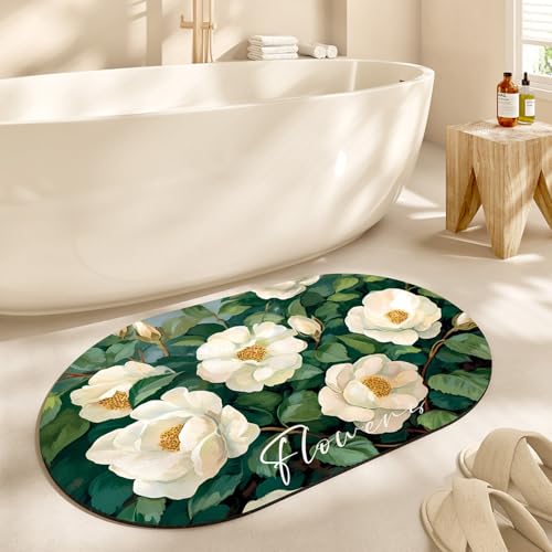 Badezimmerteppich 40X60Cm Weiße Blume Superstarke Wasserabsorption Badematten,Badematte rutschfest,Schnell Trocknend Vielseitig Badematte,Für Küche Badezimmer Toilette Badezimmerteppich 40X60Cm Weiße Blume Superstarke Wasserabsorption Badematten,Badematte rutschfest,Schnell Trocknend Vielseitig Badematte,Für Küche Badezimmer Toilette von Guoshuai