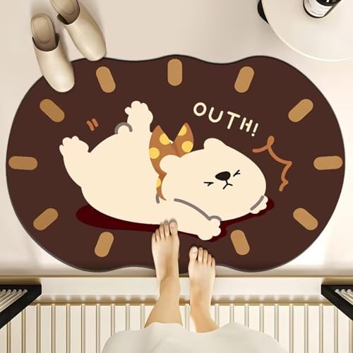 Badezimmerteppich 40X60Cm Weißer Bär Superstarke Wasserabsorption Badematten,Badematte rutschfest,Schnell Trocknend Vielseitig Badematte,Für Küche Badezimmer Toilette von Guoshuai