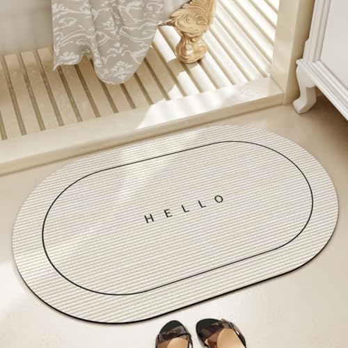 Badezimmerteppich 50X80Cm Beige Streifen Moderne Badezimmer Matte Pflegeleicher Badematte,Weicher Und Bequemer Duschvorleger,Saugfähige Und Schnelltrocknende,Für Küche Badezimmer Toilette von Guoshuai