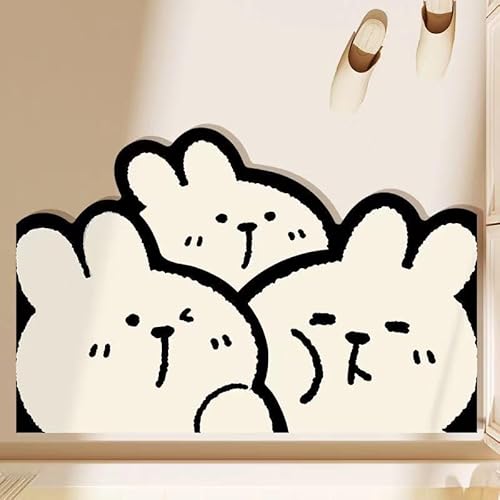 Badezimmerteppich 50X80Cm DREI Kaninchen Duschvorleger Badematte Deko Küchenteppich Duschmatte rutschfest Waschbar Badteppich Badvorleger Kieselgur Dusche rutschfest von Guoshuai