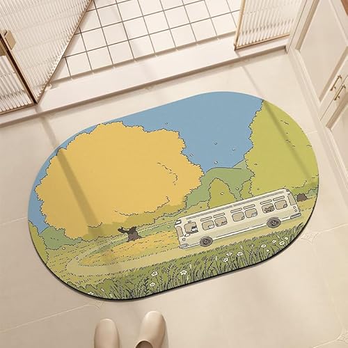 Badezimmerteppich 50X80Cm Gelber Baum Duschvorleger Badematte Deko Küchenteppich Duschmatte rutschfest Waschbar Badteppich Badvorleger Kieselgur Dusche rutschfest von Guoshuai