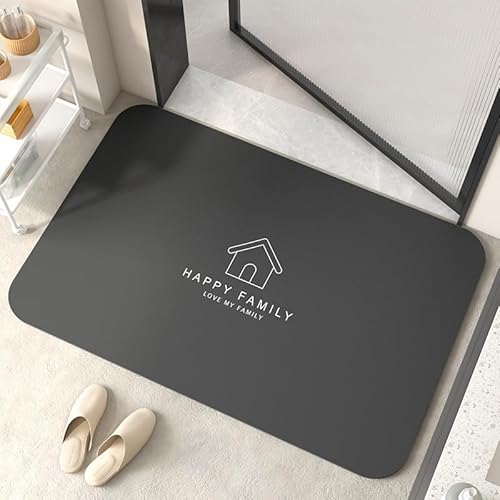 Badezimmerteppich 50X80Cm Grau Duschvorleger Badematte Deko Küchenteppich Duschmatte rutschfest Waschbar Badteppich Badvorleger Kieselgur Dusche rutschfest von Guoshuai