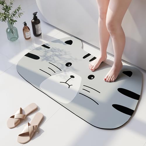 Badezimmerteppich 50X80Cm Graue Katze Moderne Badezimmer Matte Pflegeleicher Badematte,Weicher Und Bequemer Duschvorleger,Saugfähige Und Schnelltrocknende,Für Küche Badezimmer Toilette Badezimmerteppich 50X80Cm Graue Katze Moderne Badezimmer Matte Pflegeleicher Badematte,Weicher Und Bequemer Duschvorleger,Saugfähige Und Schnelltrocknende,Für Küche Badezimmer Toilette von Guoshuai