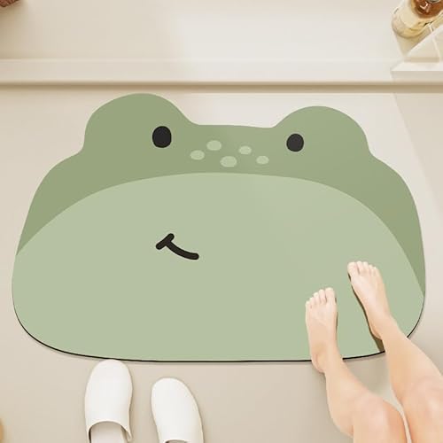 Badezimmerteppich 50X80Cm Grüner Frosch Duschvorleger Badematte Deko Küchenteppich Duschmatte rutschfest Waschbar Badteppich Badvorleger Kieselgur Dusche rutschfest von Guoshuai
