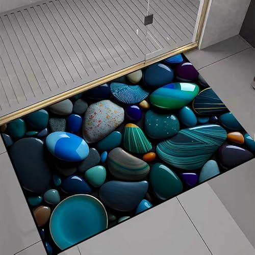 Badezimmerteppich 50X80Cm Kieselstein Duschvorleger Badematte Deko Küchenteppich Duschmatte rutschfest Waschbar Badteppich Badvorleger Kieselgur Dusche rutschfest von Guoshuai