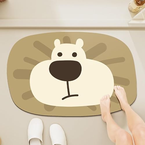 Badezimmerteppich 50X80Cm Löwe Duschvorleger Badematte Deko Küchenteppich Duschmatte rutschfest Waschbar Badteppich Badvorleger Kieselgur Dusche rutschfest von Guoshuai