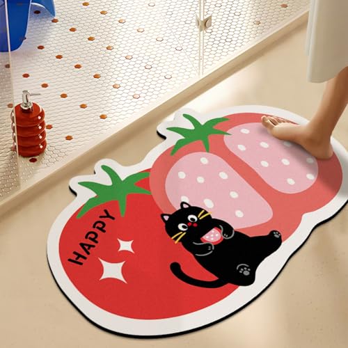 Badezimmerteppich 50X80Cm Rot Schwarz Moderne Badezimmer Matte Pflegeleicher Badematte,Weicher Und Bequemer Duschvorleger,Saugfähige Und Schnelltrocknende,Für Küche Badezimmer Toilette Badezimmerteppich 50X80Cm Rot Schwarz Moderne Badezimmer Matte Pflegeleicher Badematte,Weicher Und Bequemer Duschvorleger,Saugfähige Und Schnelltrocknende,Für Küche Badezimmer Toilette von Guoshuai