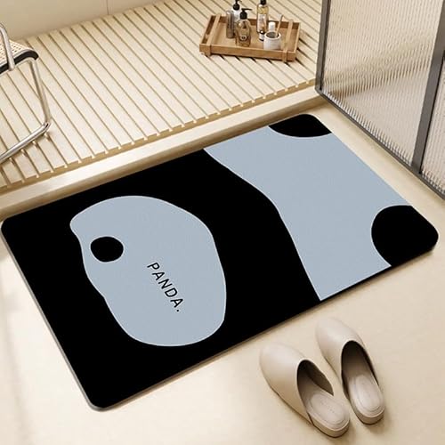 Badezimmerteppich 50X80Cm Schwarzer Blauer Panda Duschvorleger Badematte Deko Küchenteppich Duschmatte rutschfest Waschbar Badteppich Badvorleger Kieselgur Dusche rutschfest von Guoshuai