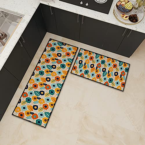 Küchenteppich 40X120Cm Gelbe Blätter Teppich Küche Waschbar rutschfest Ölbeständig,Gummirücken PVC Küchenläufer,Bequemes Stehen,Für Esszimmer, Küche, Läufer Flur von Guoshuai