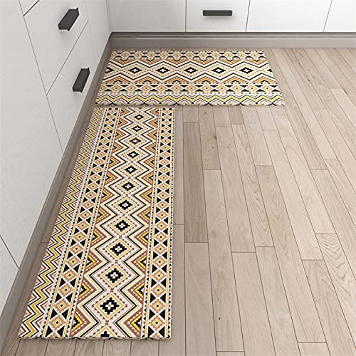 Küchenteppich 50X160Cm Gelb Rosa Teppich Küche Waschbar rutschfest Ölbeständig,Gummirücken PVC Küchenläufer,Bequemes Stehen,Für Esszimmer, Küche, Läufer Flur von Guoshuai